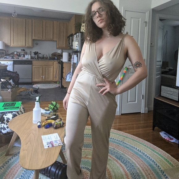 Light Gold Vintage Jumpsuit - Picture 2 of 4